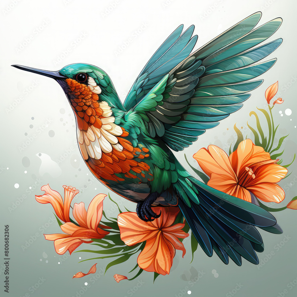 Obraz premium Watercolor Hummingbird vector, clipart Illustration, Generative Ai
