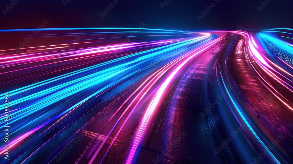 neon light trails on wet surface