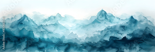 Teal and turquoise watercolor gradient backdrop on transparent background. © Steves Artworks