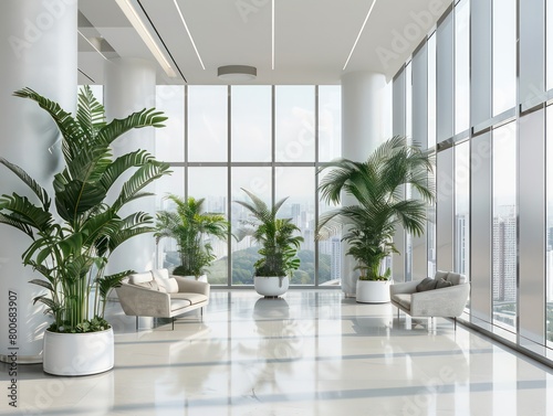 modern office with a lot of indoor plants