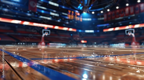 NBA Arena court view, close up, very high quality, unreal engine, extreme details 