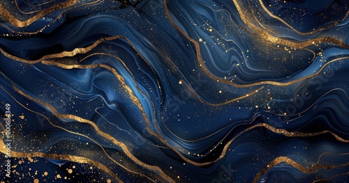 abstract gold veins on blue marble