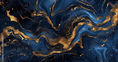 luxurious blue and gold swirls