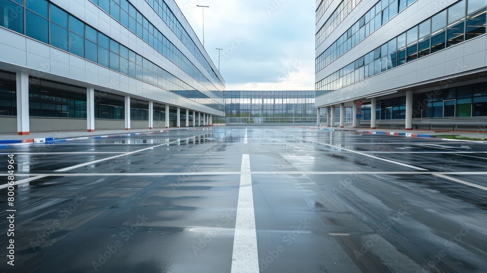modern office parking, sleek gray epoxy surface, contemporary parking area modern office parking, sleek gray epoxy surface, contemporary parking area