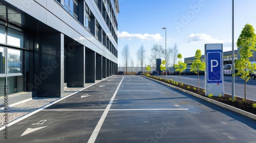 modern office parking  sleek gray epoxy surface  contemporary parking area