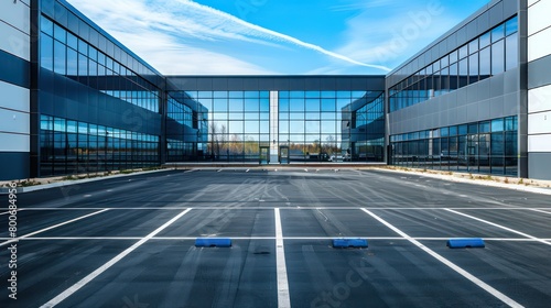 modern office parking, sleek gray epoxy surface, contemporary parking area