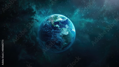 earth day concept, Planet Earth from Space with Nebula and Stars