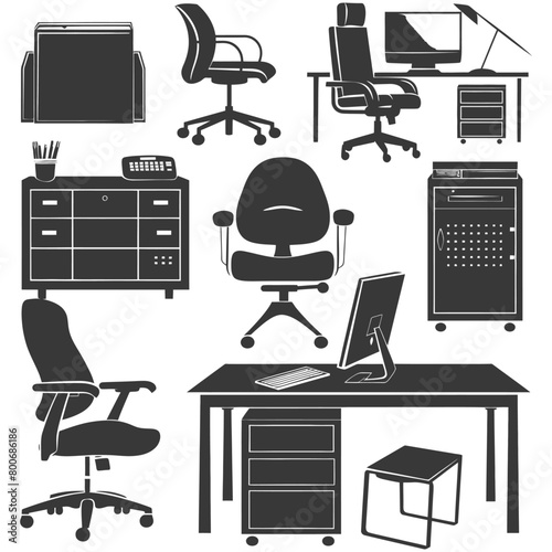 Silhouette office equipment black color only