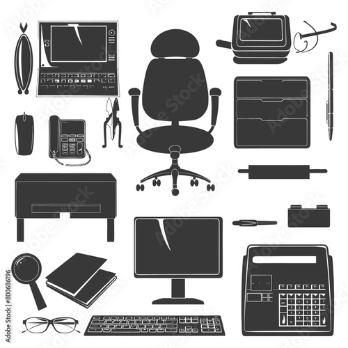 Silhouette office equipment black color only