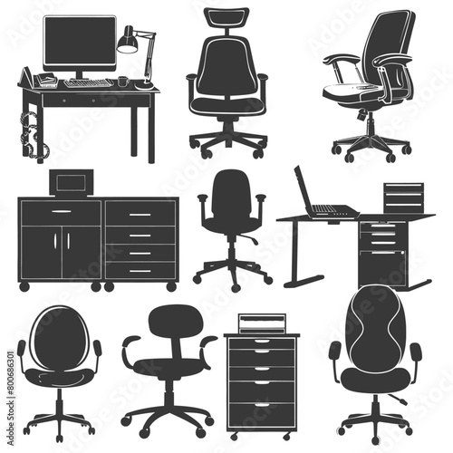 Silhouette office equipment black color only