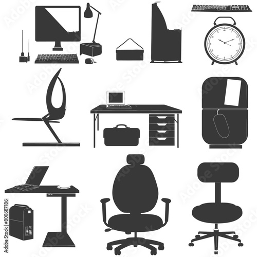 Silhouette office equipment black color only