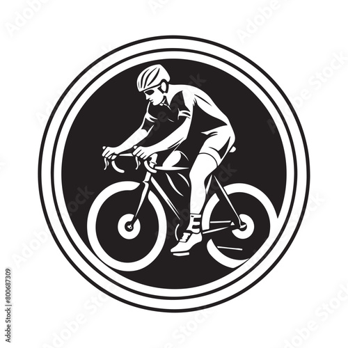 Cyclist Logo stock vector. silhouette of a cyclist on white background