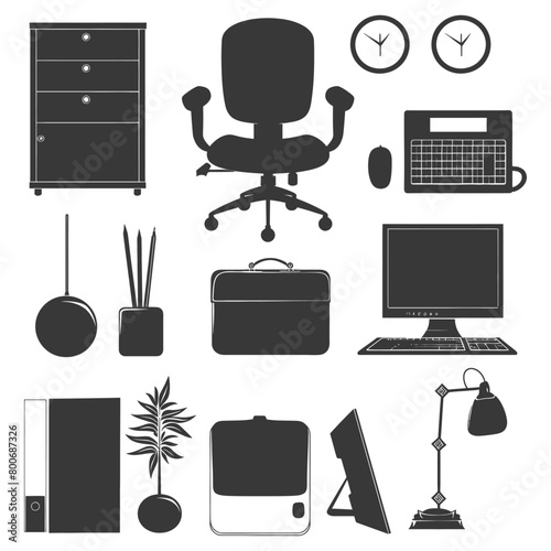 Silhouette office equipment black color only