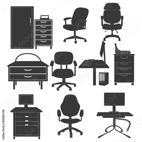 Silhouette office equipment black color only