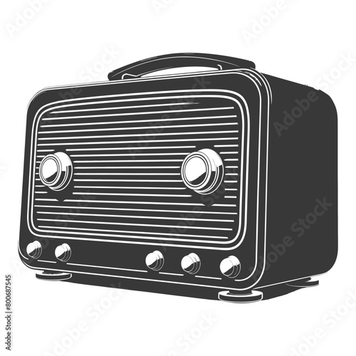 Silhouette old radio black color only full