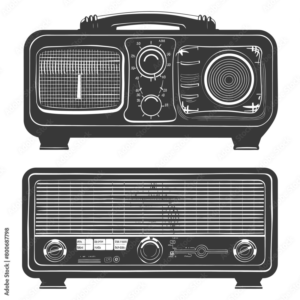 Silhouette old radio black color only full