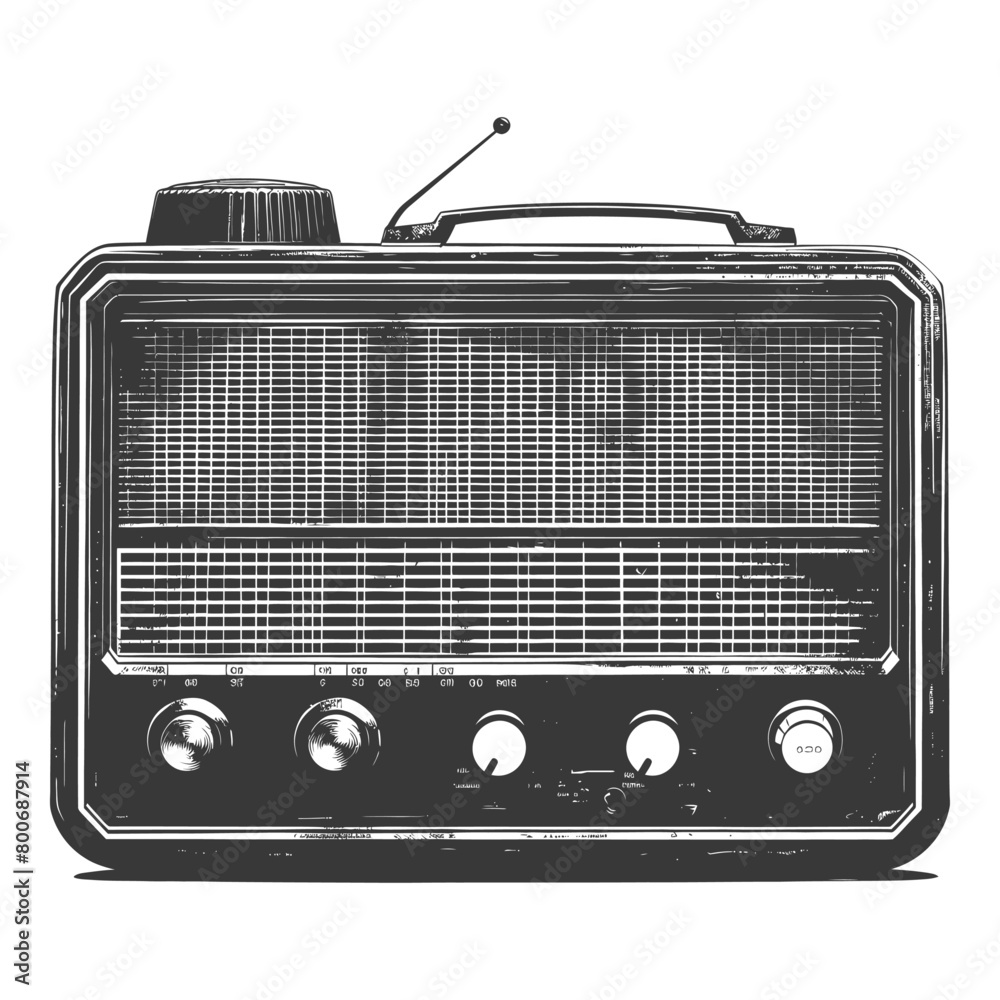 Silhouette old radio black color only full
