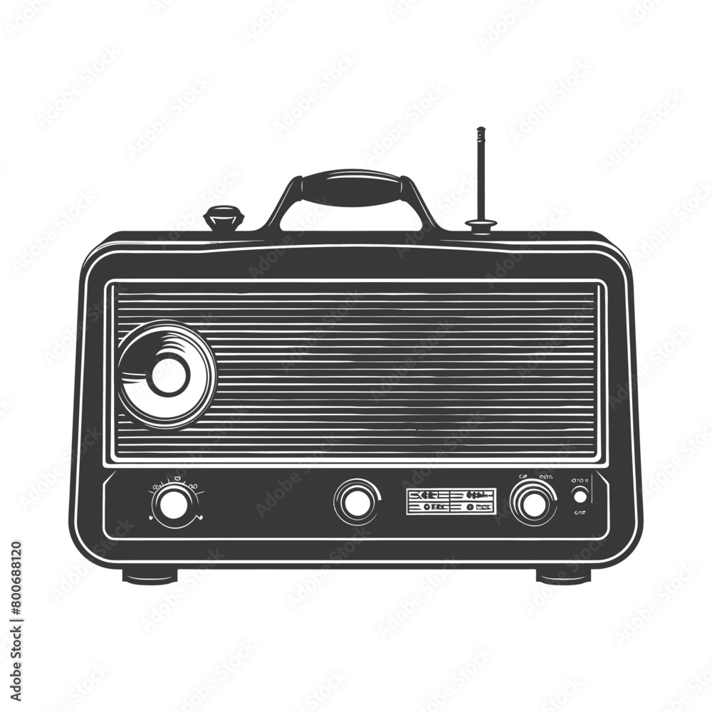 Silhouette old radio black color only full Silhouette old radio black color only full