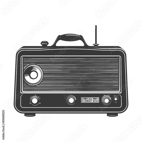 Silhouette old radio black color only full