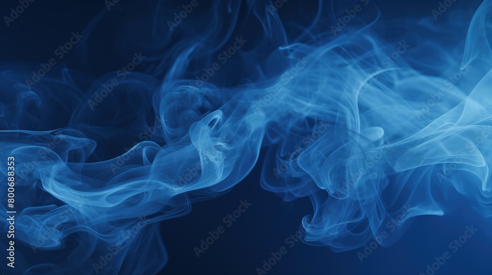 elegant blue smoke curling in darkness