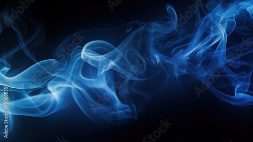 ethereal blue smoke on black background