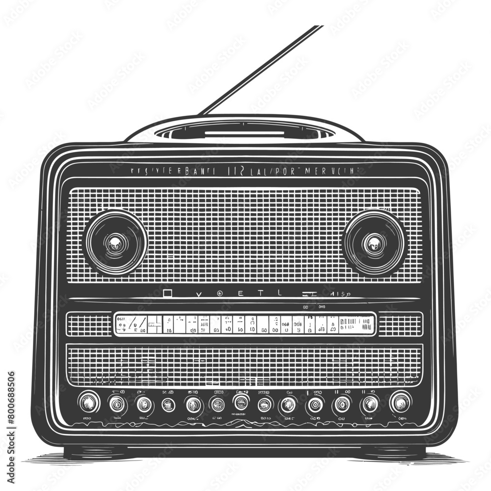 Silhouette old radio black color only full