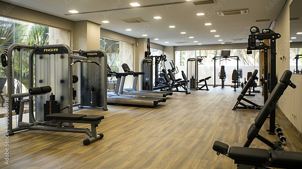 Obraz premium Photo of a strength training session with modern equipment, perfect for attracting clients to a fitness center
