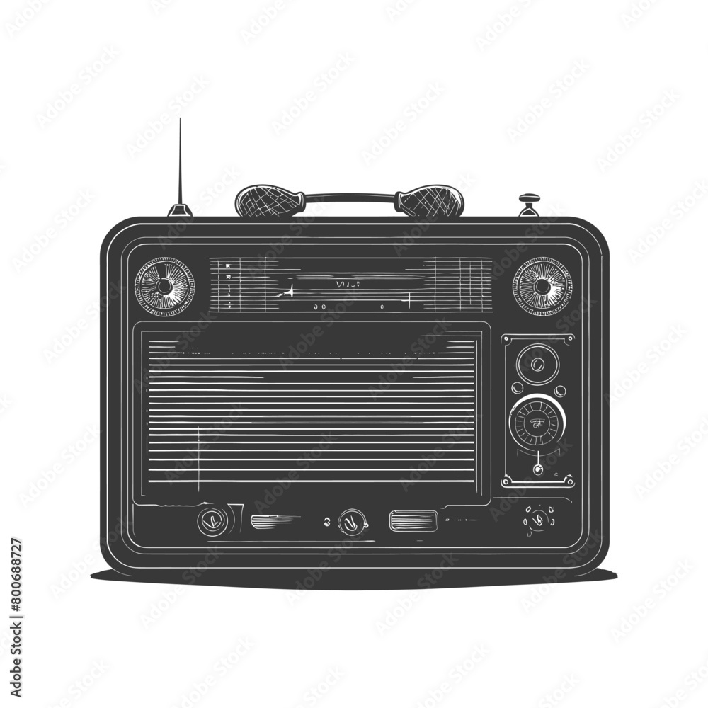 Silhouette old radio black color only full