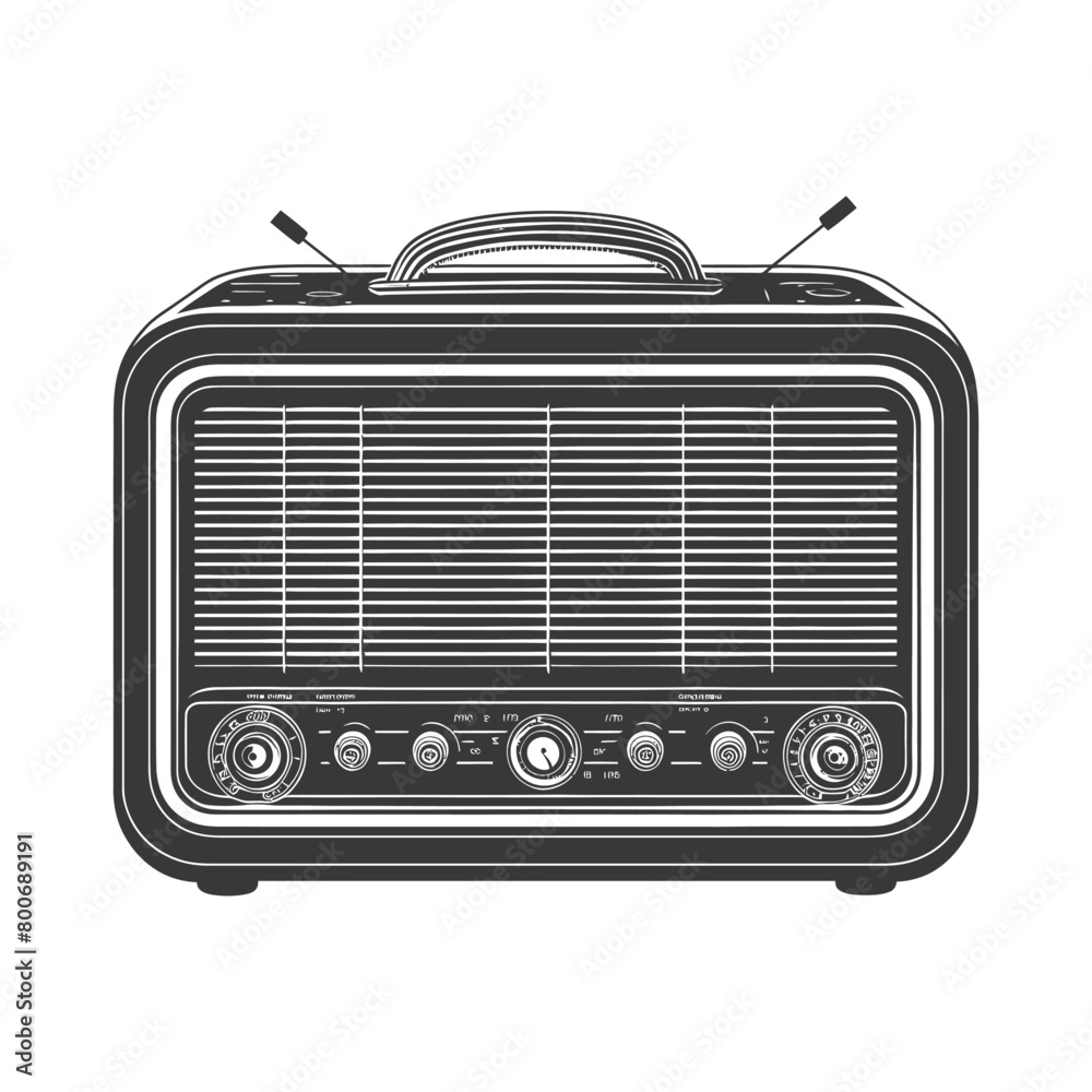 Silhouette old radio black color only full Silhouette old radio black color only full