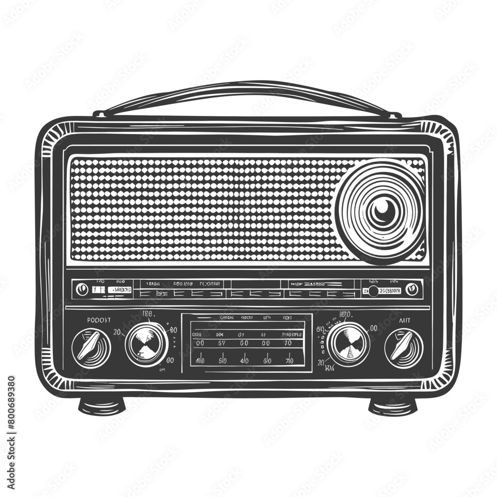 Silhouette old radio black color only full