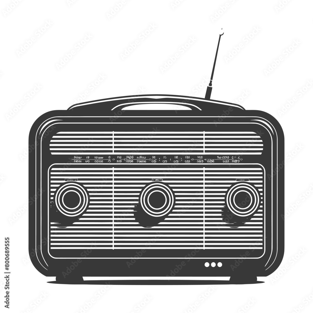 Silhouette old radio black color only full Silhouette old radio black color only full