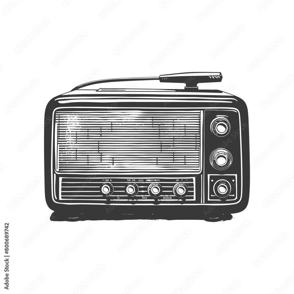 Silhouette old radio black color only full Silhouette old radio black color only full