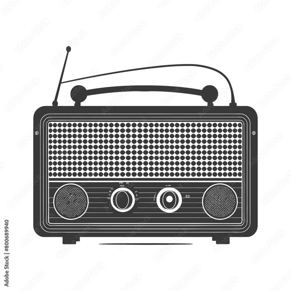 Silhouette old radio black color only full
