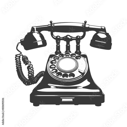 Silhouette old telephone black color only full