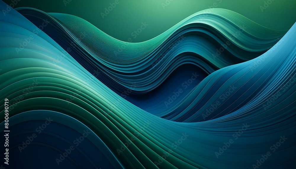 Abstract wave patterns in a gradient of sea green to navy blue, flowing lines, modern Abstract wave patterns in a gradient of sea green to navy blue, flowing lines, modern