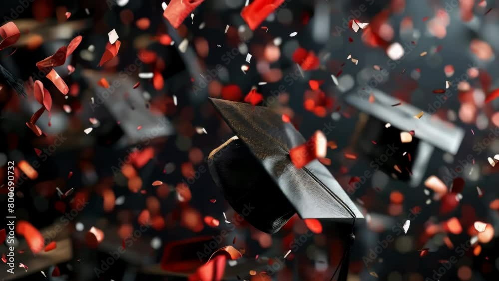 Cap Flying Stock Image A graduation cap is flying through the air with confetti Stock Video ...