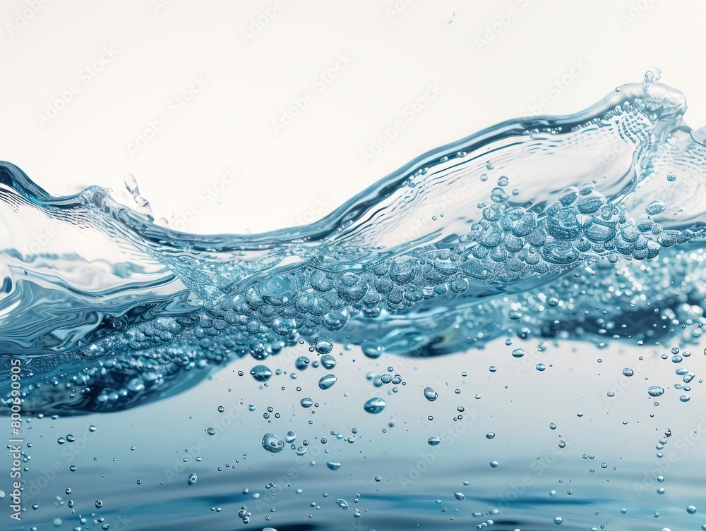 water and air bubbles over white background water and air bubbles over white background