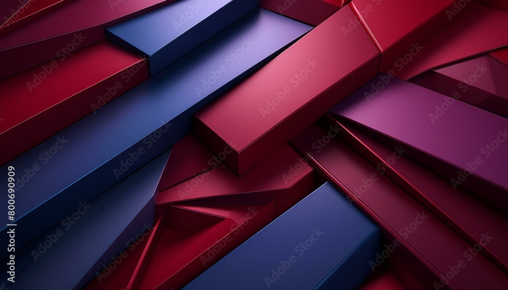 Sharp angular shapes with a matte finish in shades of burgundy and navy Sharp angular shapes with a matte finish in shades of burgundy and navy