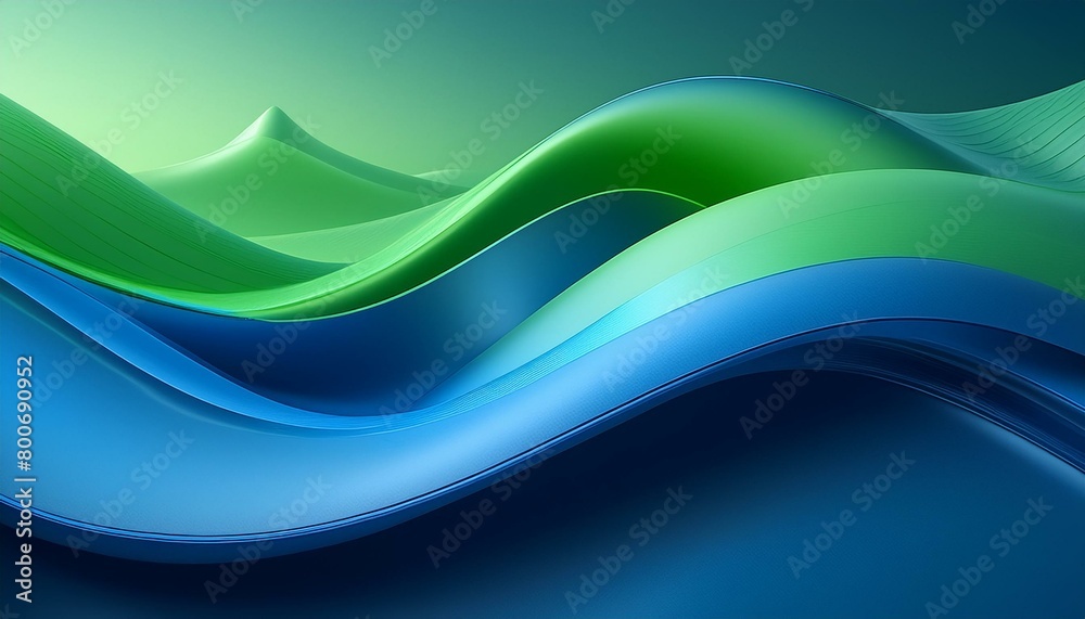 Obraz premium Smooth gradients in a minimalist geometric layout, shades of blue and green, clean