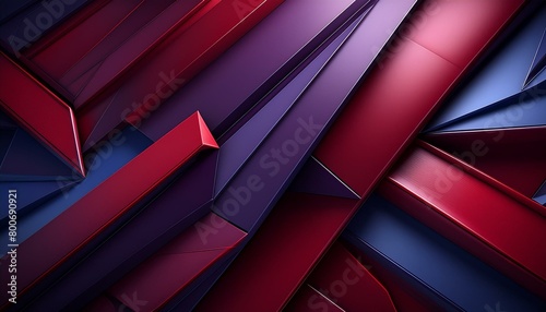 Sharp angular shapes with a matte finish in shades of burgundy and navy photo