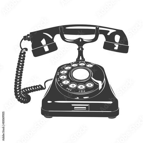 Silhouette old telephone black color only full