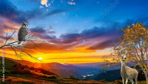 sunset over the mountains photo