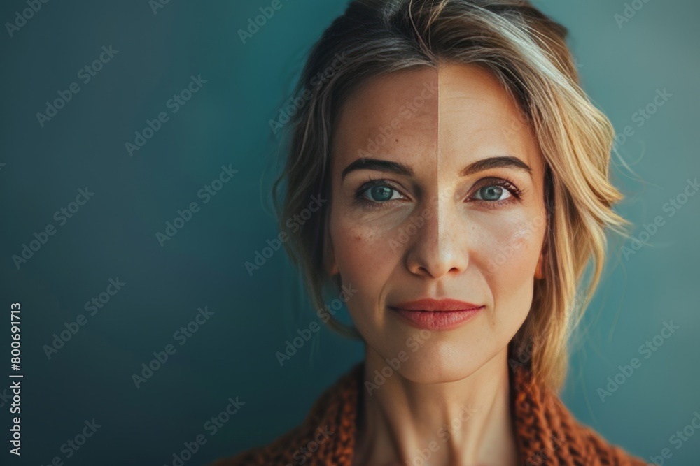 Naklejka premium Natural aging prevention in aging process care uses skincare to support youthful diversity and aging interventions, enhancing skin elasticity.