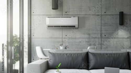 Energy saving  energy saving and emission reduction  Energy-saving air conditioning  fresh and natural modern living room.