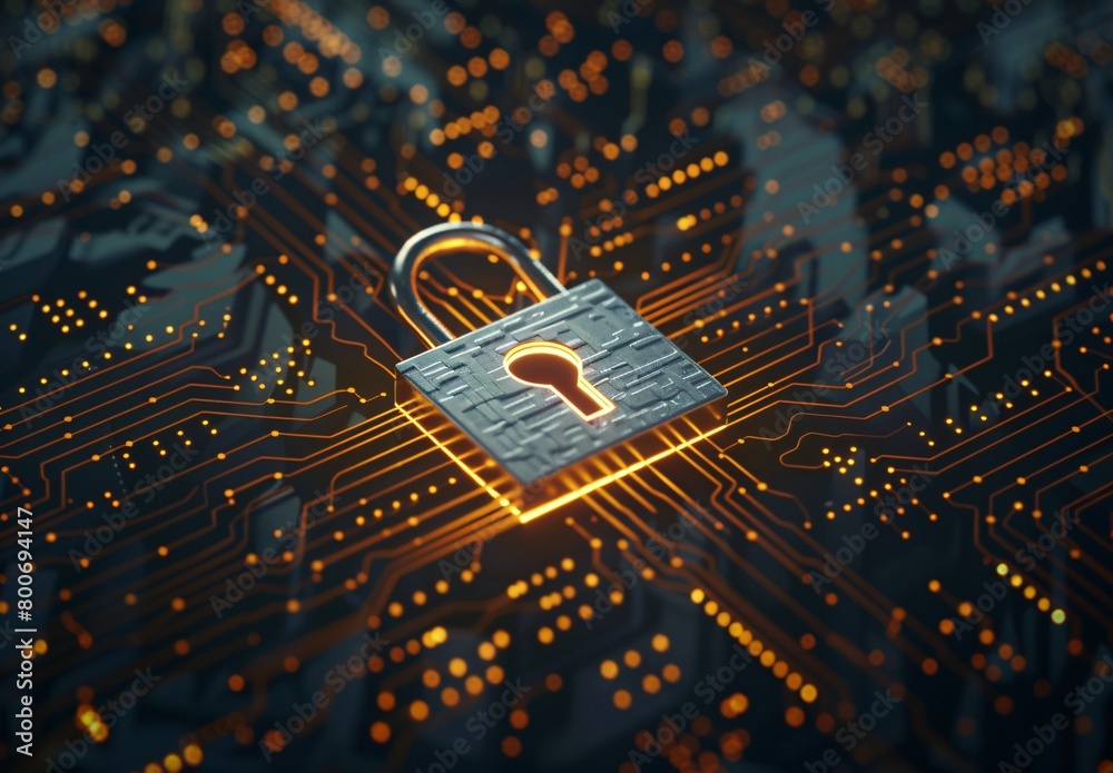 © IgnacioJulian - a padlock icon on the circuit board