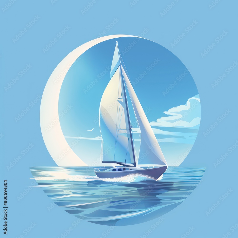 sailboat illustration with a blue-sky background
