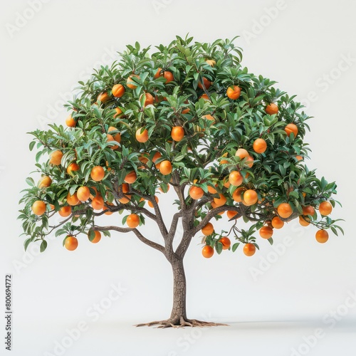 orange tree white plain background