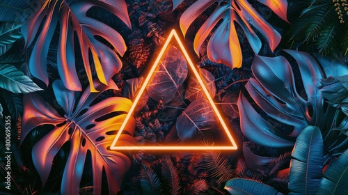 exotic neon light triangle art background