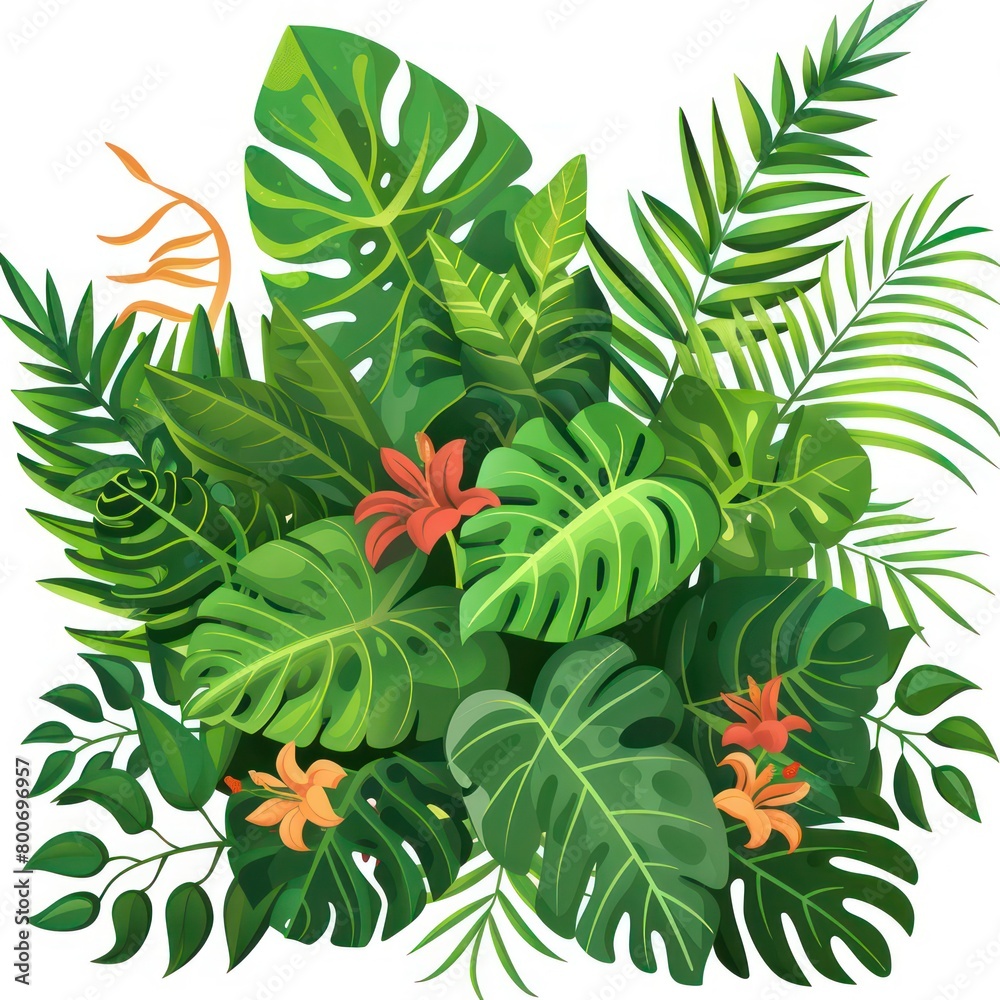 Naklejka premium tropical foliage on a white background