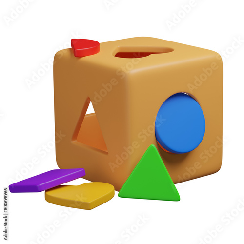 3d render kids puzzle box  illustration photo